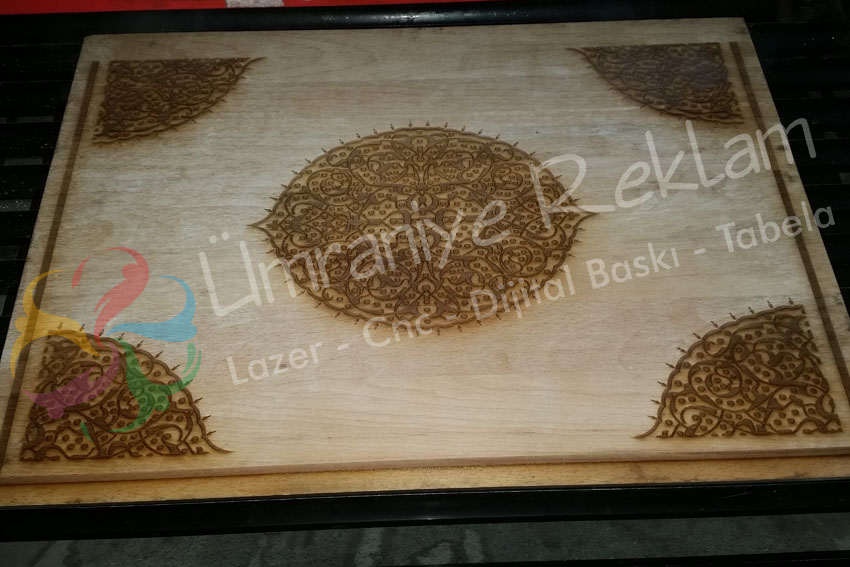 Ahşap Üzerine Lazer Tarama ile Rahle Desen İşleme ÜmraniyeLazer